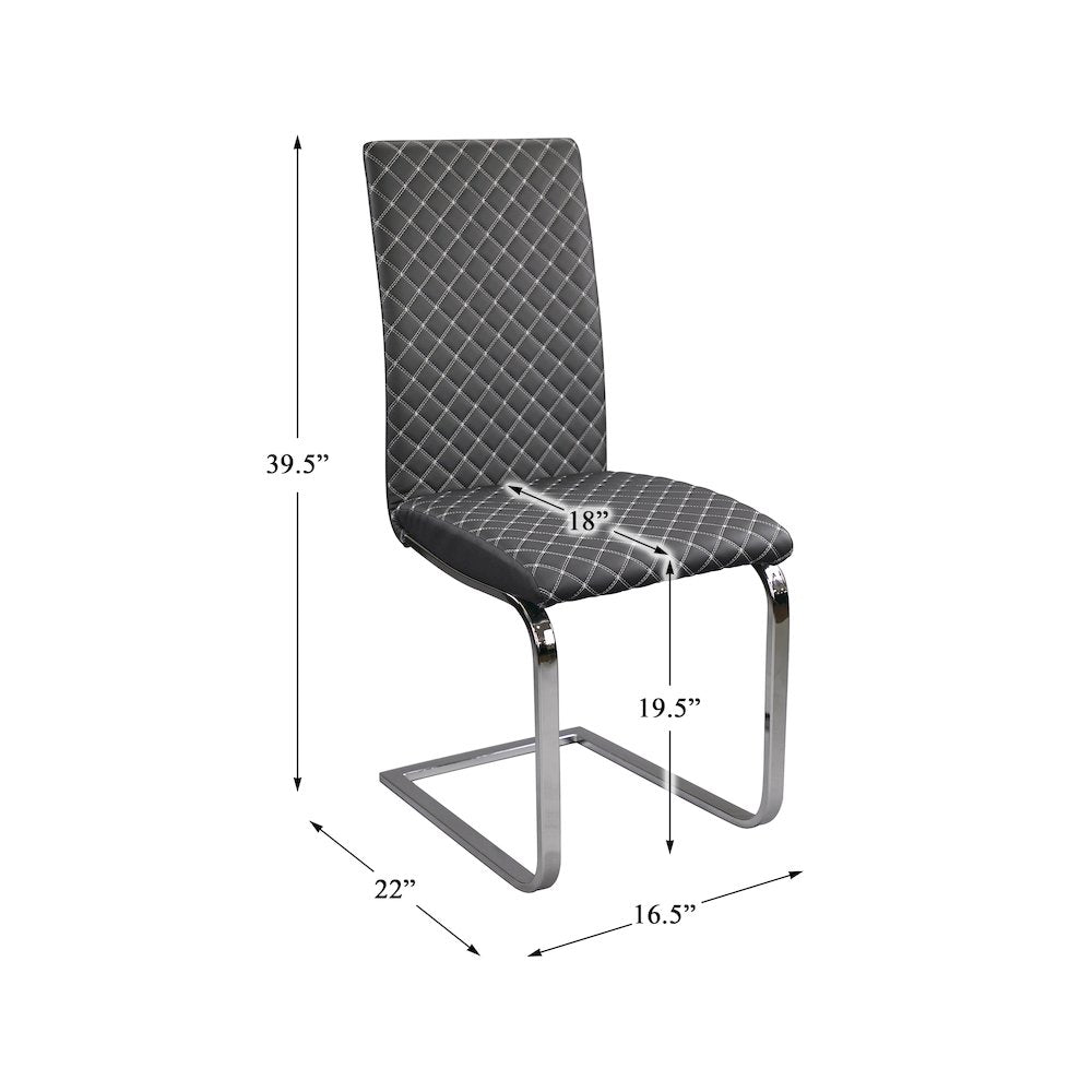 Yannis Faux leather Dining Room Side Chair, set of 2 in Gray