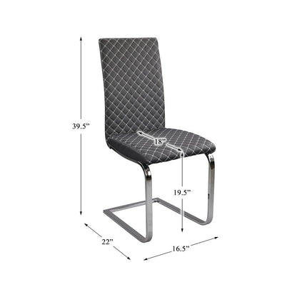 Yannis Faux leather Dining Room Side Chair, set of 2 in Gray
