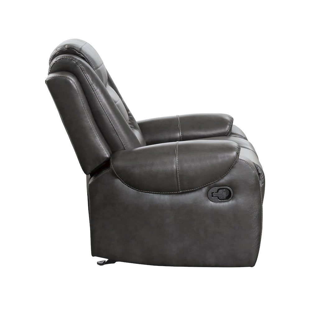 Briscoe F. Leather Gldr Rclng Chair in 2-Tone (Light Gray and Dark Gray)