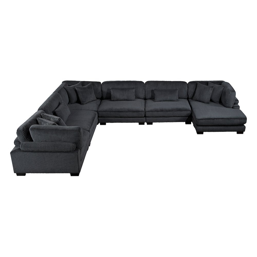 Traverse Corduroy 6-Piece Modular Sectional with chaise in Black