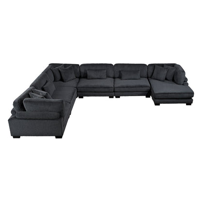 Traverse Corduroy 6-Piece Modular Sectional with chaise in Black