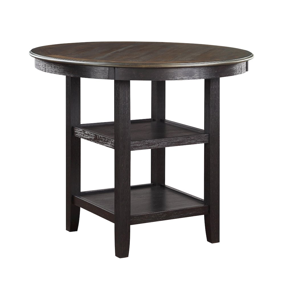 Asher Wood Counter Height Dining Room Table in Brown and Black Finish