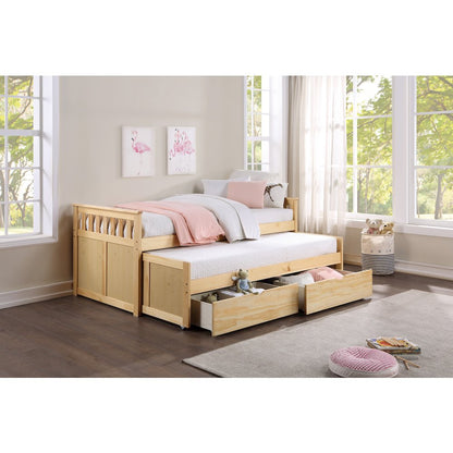 Bartly Pine Twin/Twin Bed with Storage Boxes in Natural Pine