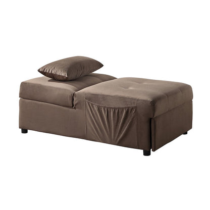 Garrell Velvet Storage Bench with Pull-Out Ottoman in Brown