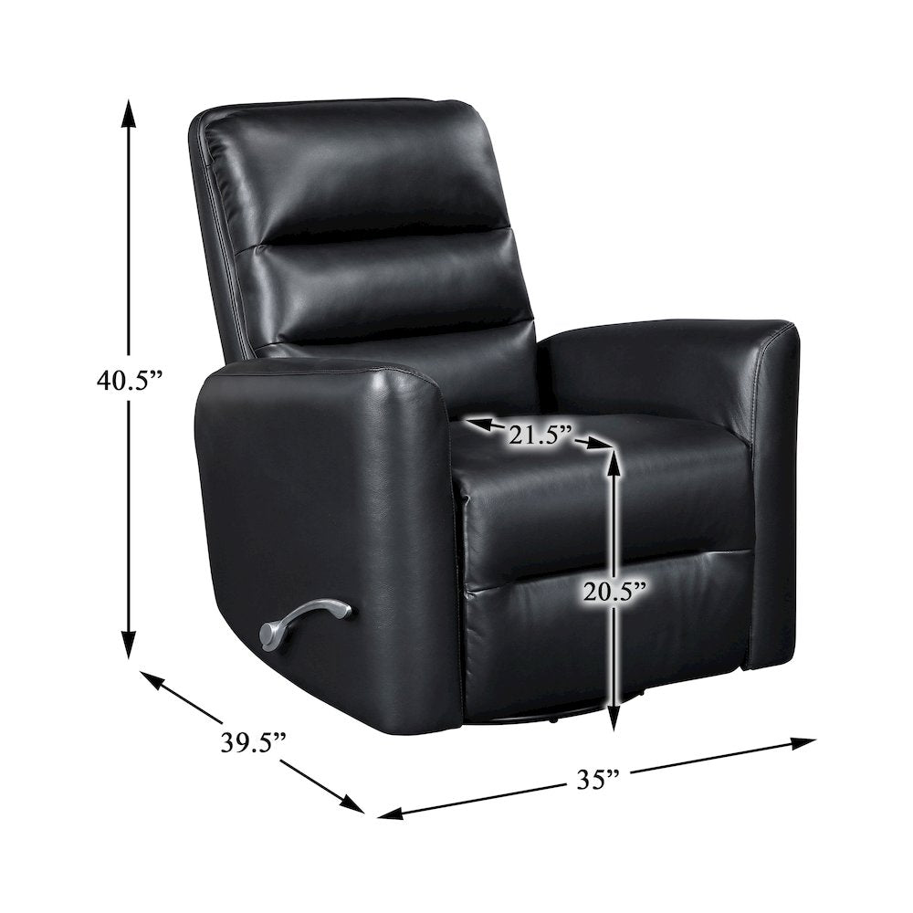 Dimitri Faux Leather Swivel Glider Reclining Chair in Black