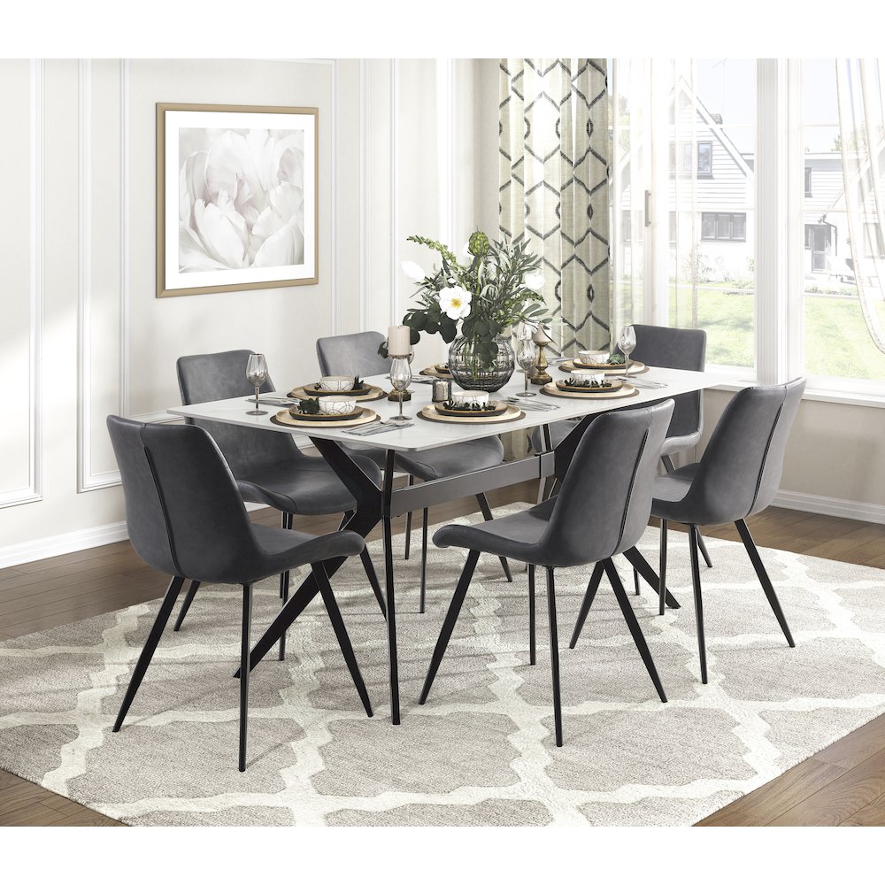 Brixley Faux Leather Dining Side Chair, Set of 2 in Gray
