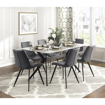 Brixley Faux Leather Dining Side Chair, Set of 2 in Gray