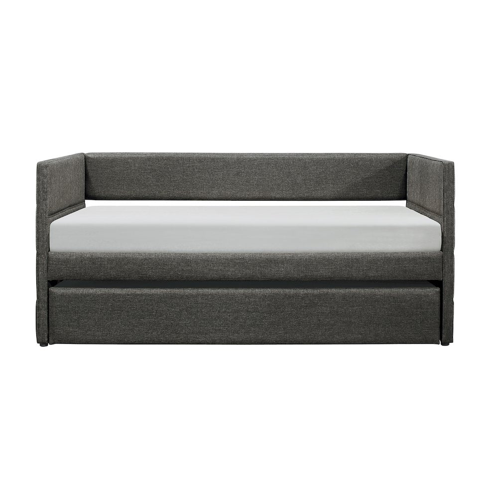 Vining Fabric Daybed with Trundle in Gray