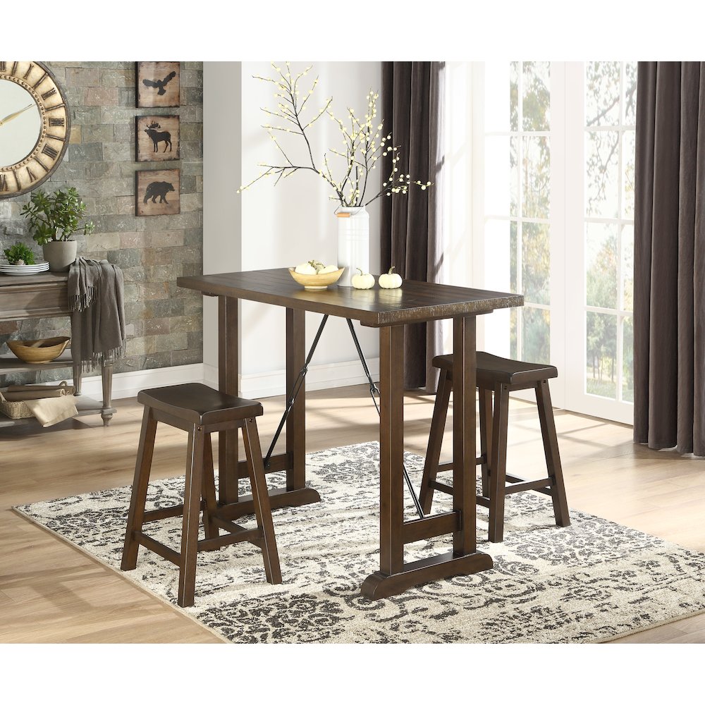 Bracknell Wood Counter Height Set (Set of 3) in Brown Cherry