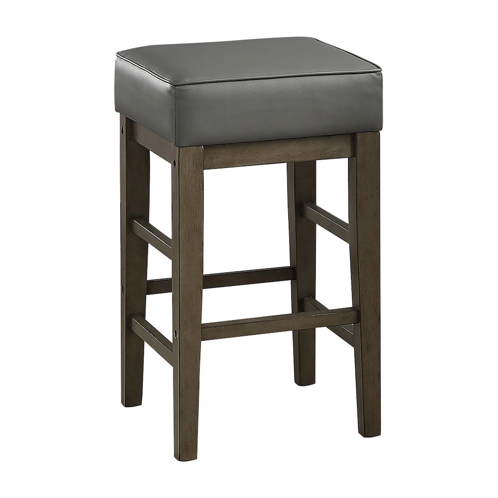 Pittsville Solid Wood 24" Height Square Stool, Set of 2 in Gray