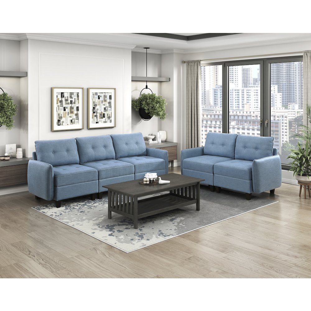 Garren Textured Love Seat in Blue