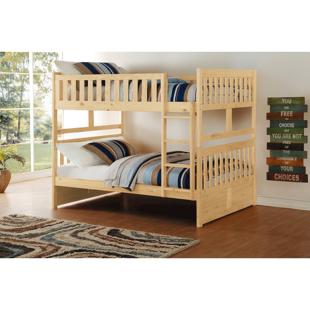 Bartly Pine Full over Full Bunk Bed in Natural Pine