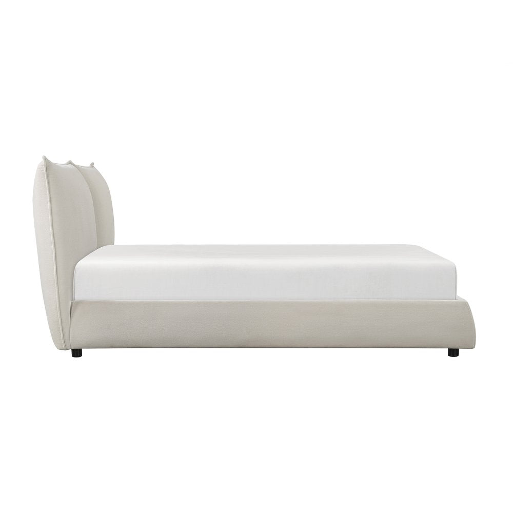 Linna Chenille Eastern King Platform Bed in Beige