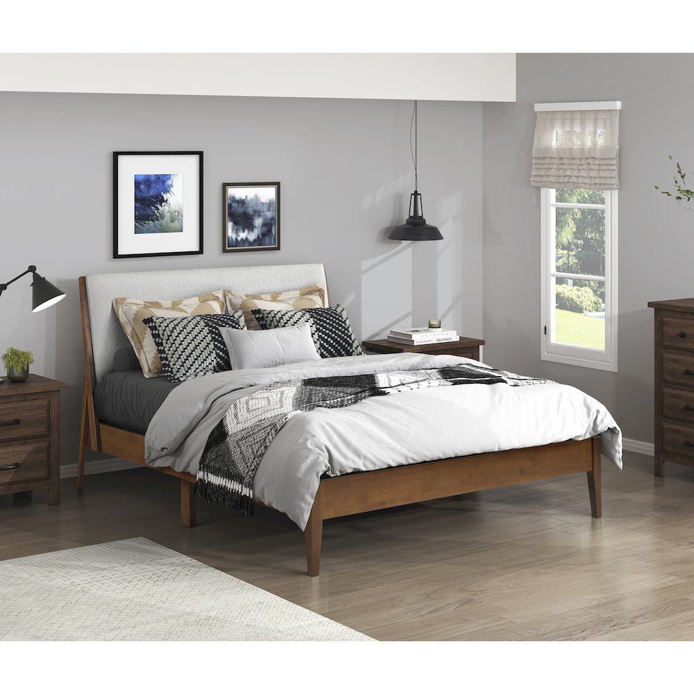 Jasper Chenille Full Platform Bed in Light gray