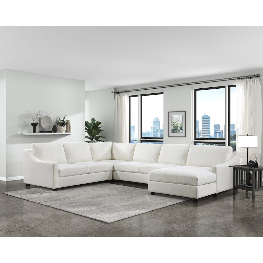Zayden Textured 4-Piece Sectional with Right Chaise in Ivory