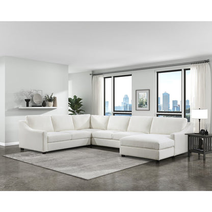 Zayden Textured 4-Piece Sectional with Right Chaise in Ivory