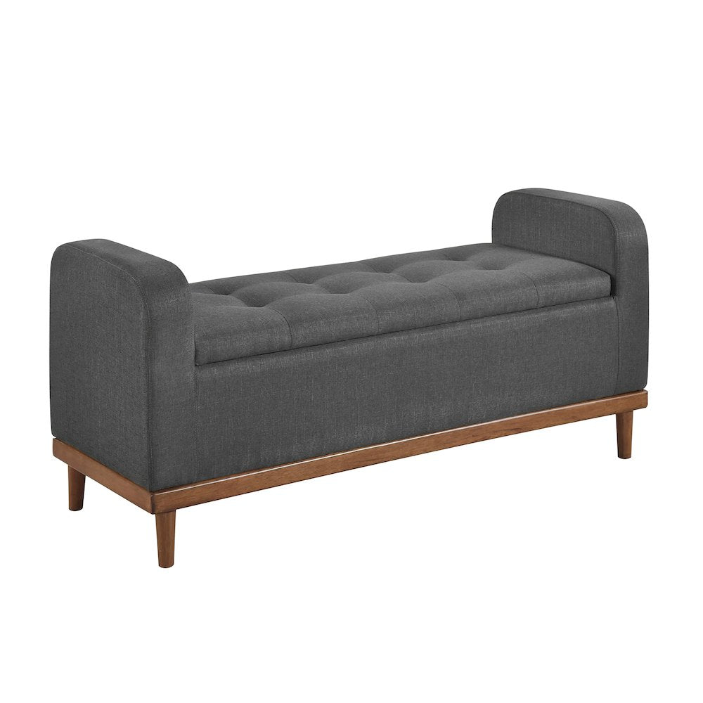 Brigitte Textured Lift Top Storage Bench in Dark Gray