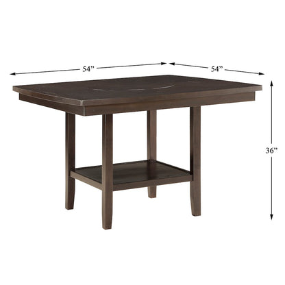 Balin Wood Counter Height Table with Lazy Susan in Dark brown