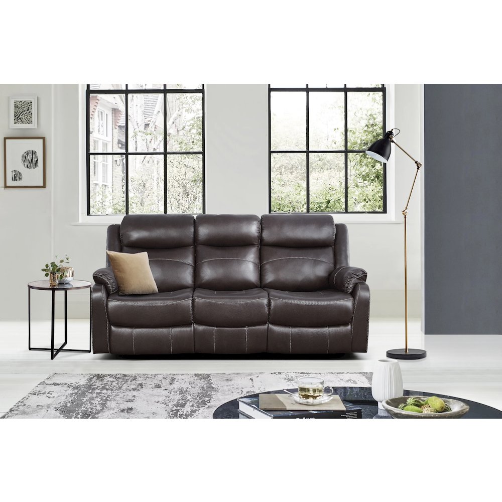 Yerba Microfiber Double Reclining Sofa in Dark Brown