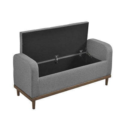Brigitte Textured Lift Top Storage Bench in Gray