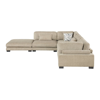 Corydon Microfiber 5-Piece Modular Sectional with Ottoman in Brown