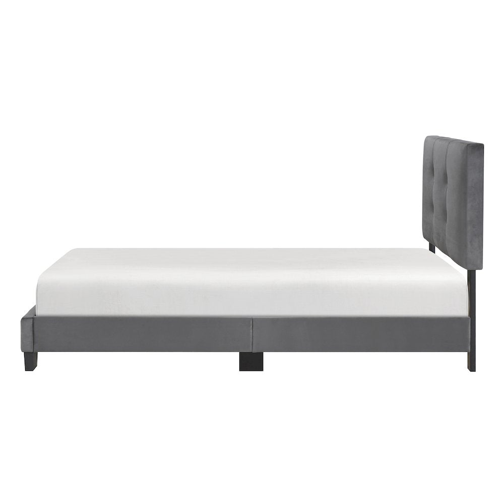 Newberry Velvet Twin Platform Bed in Dark Gray