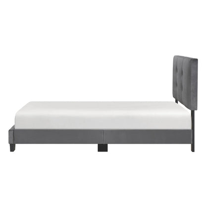 Newberry Velvet Twin Platform Bed in Dark Gray