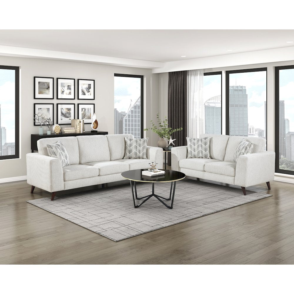Broadway Chenille Love Seat in Silver Cloud