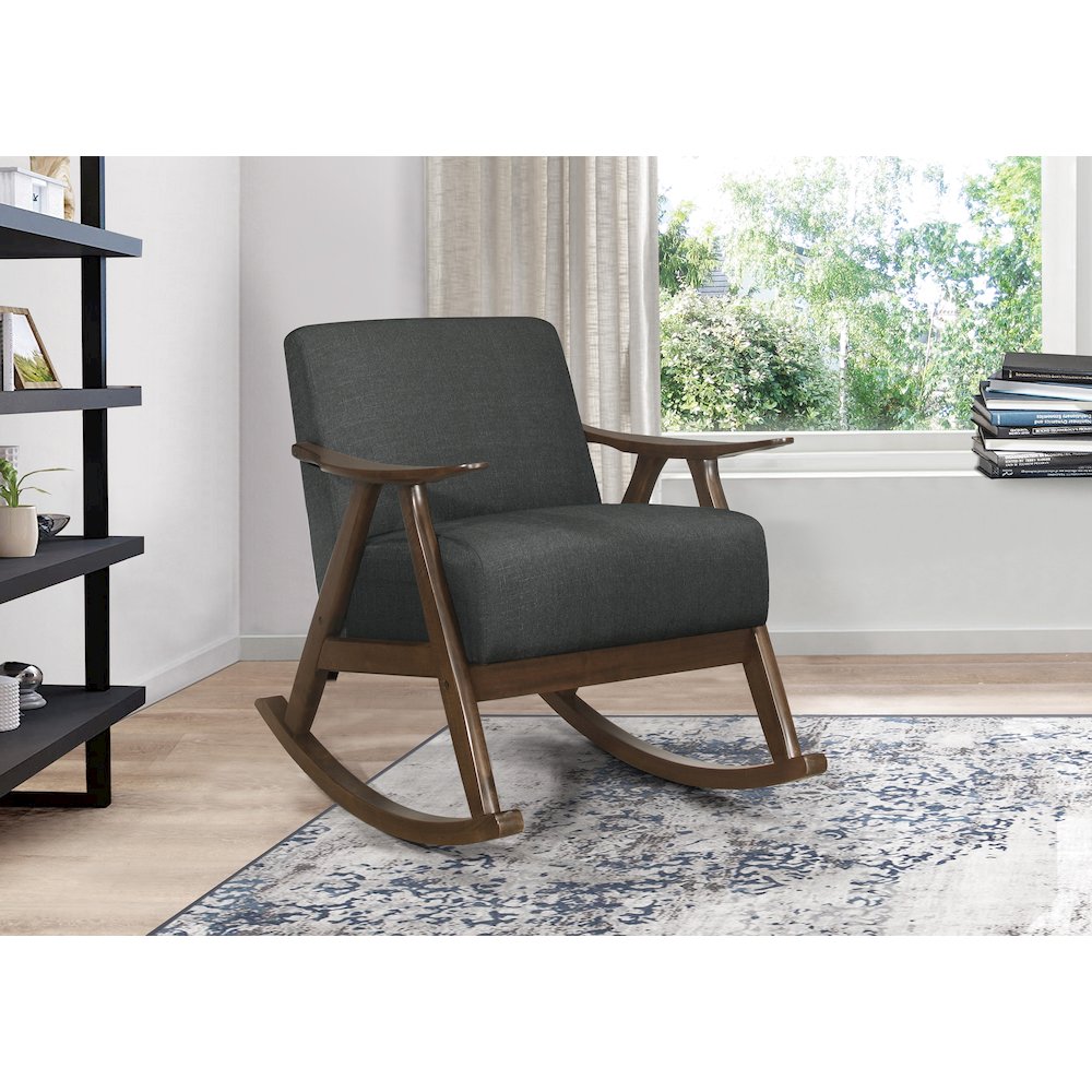 Waithe Textured Rocking Chair in Dark Gray