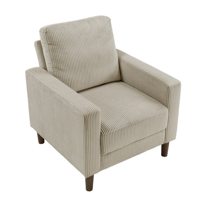 Crandall Corduroy 3pc Set: Sofa, Loveseat, Chair in Taupe