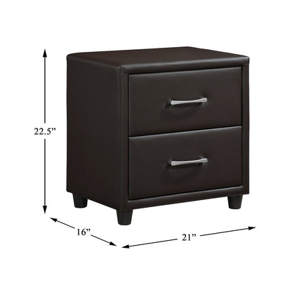 Lorenzi Faux Leather Nightstand in Dark Brown