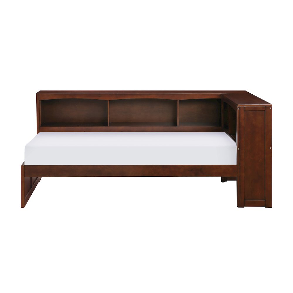 Rowe Pine Twin Bookcase Corner Bed in Dark Cherry