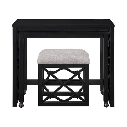 Salina Textured 3-Piece Pack Desks with Stool Set in Light Brown