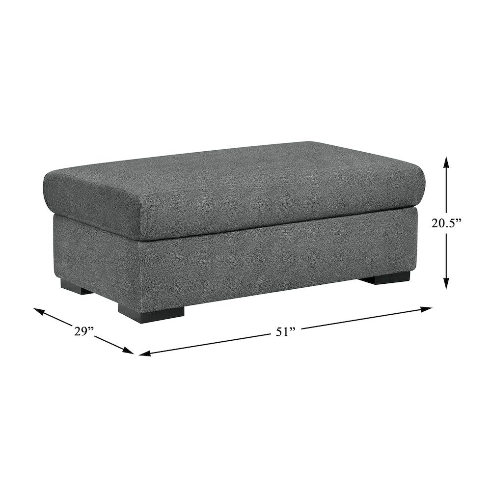 Athena Textured Ottoman in Dark Gray