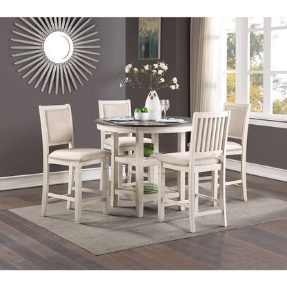 Asher Wood Counter Height Table in Brown and Antique White Finish