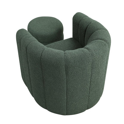 Essex Boucle Swivel Chair with Ottoman in Green