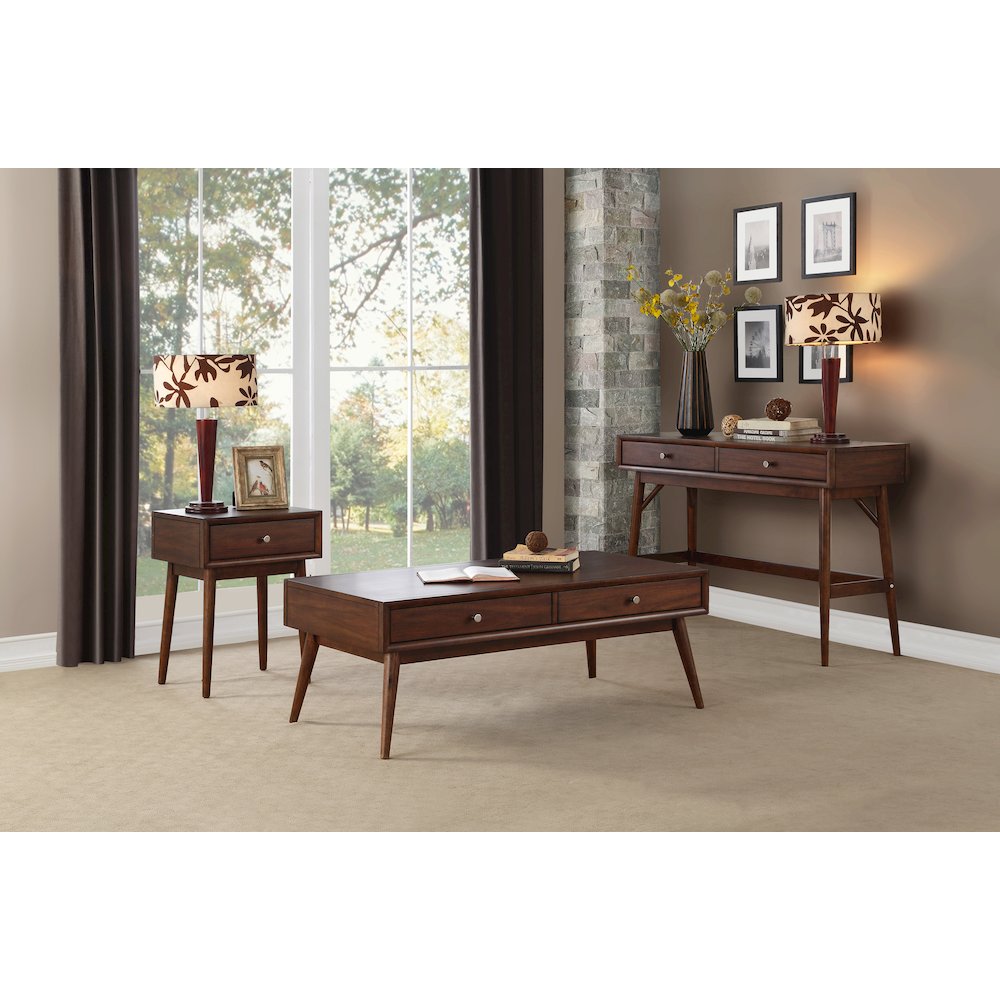 Frolic Rubberwood End Table with Functional Drawer in Brown
