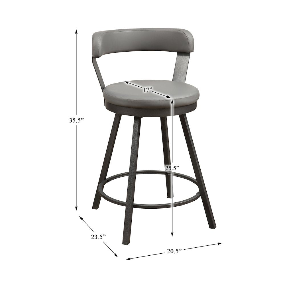 Appert Metal Swivel Counter Height Chair, set of 2 in Gray