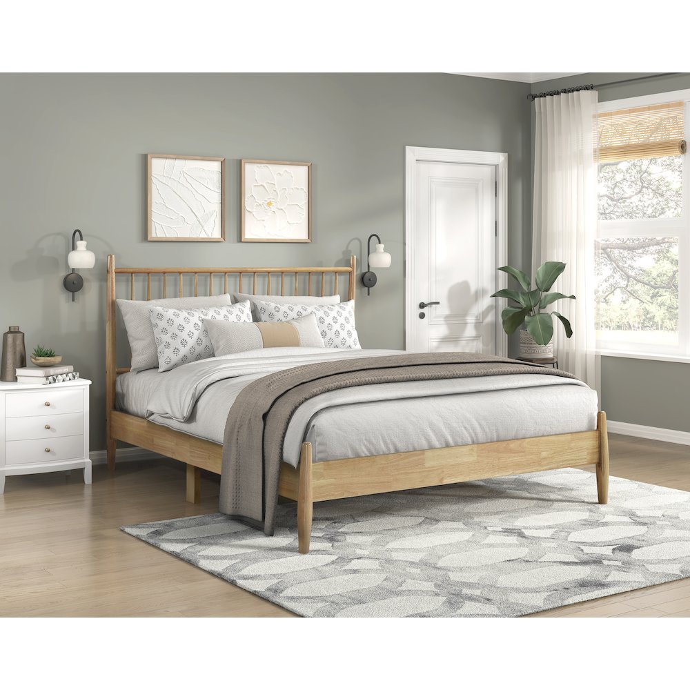 Brickell Rubberwood Queen Platform Bed in Natural