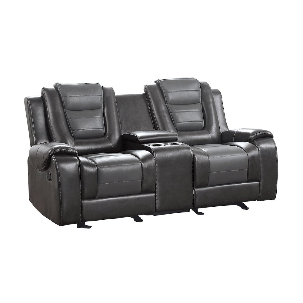Briscoe F. Leather Dbl Gldr Rclng L.Seat in 2-Tone (L. Gray and D. Gray)