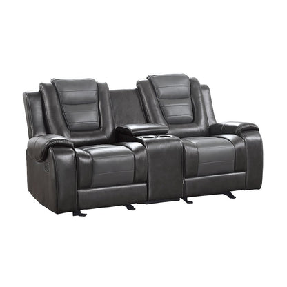 Briscoe F. Leather Dbl Gldr Rclng L.Seat in 2-Tone (L. Gray and D. Gray)