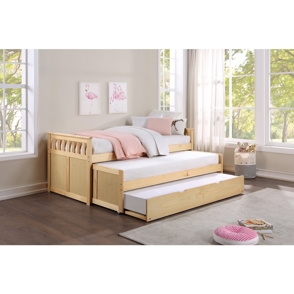 Bartly Pine Twin/Twin Bed with Twin Trundle in Natural Pine