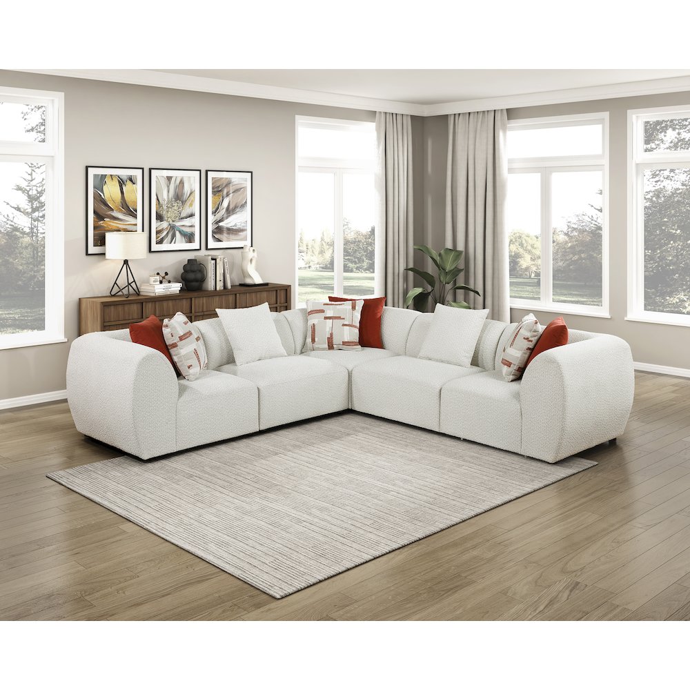 Franz Chenille 5-Piece Modular Sectional in Beige