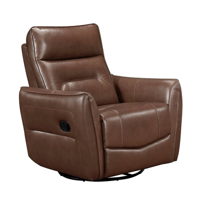 Thomas Leather Swivel Glider Reclining Chair in Toffee Brown