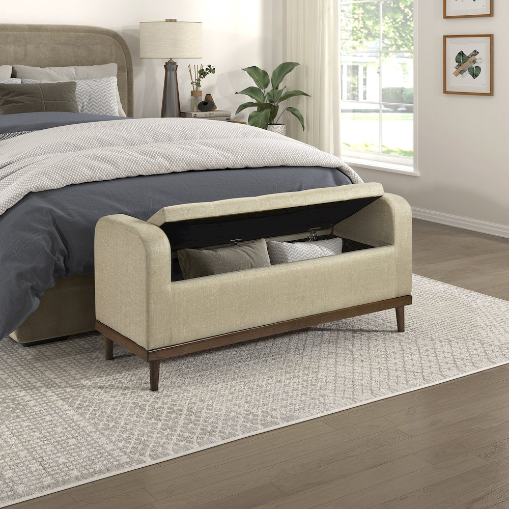 Brigitte Textured Lift Top Storage Bench in Light Brown