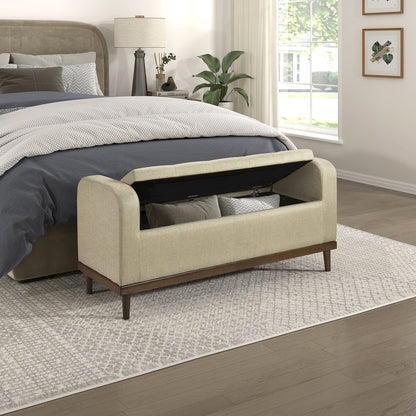 Brigitte Textured Lift Top Storage Bench in Light Brown