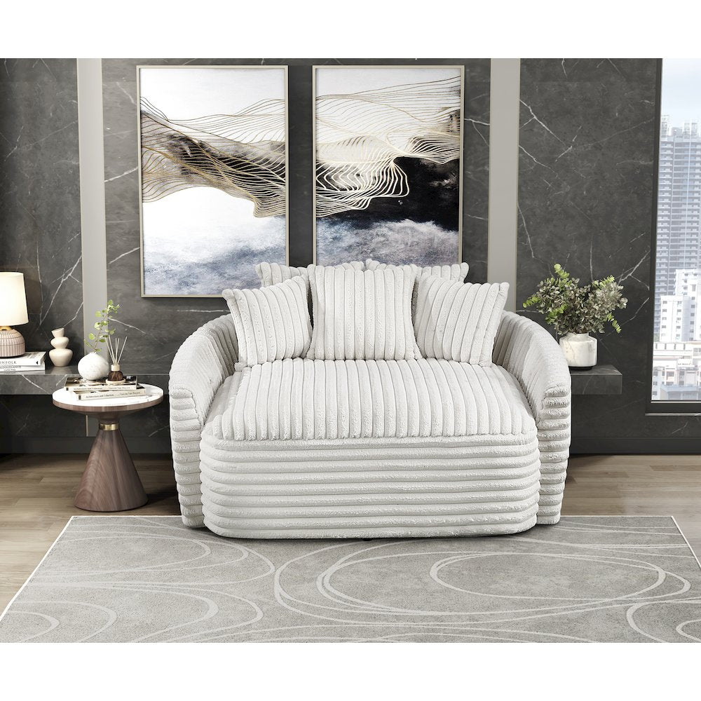 Tomball Corduroy Oversized Chaise Lounge in Beige