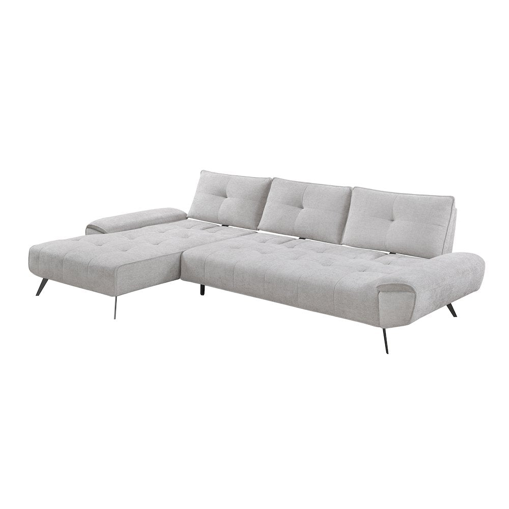 Dominic Chenille 2-Piece Sectional with Left Chaise in Light Gray