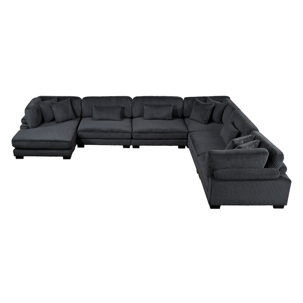 Traverse Corduroy 6-Piece Modular Sectional with chaise in Black