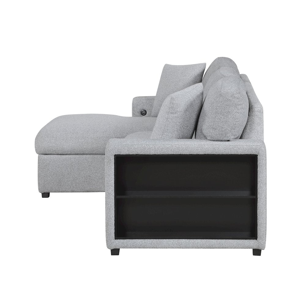 Pompano Boucle Sectional with Left Chaise, Pull-out Bed in Gray